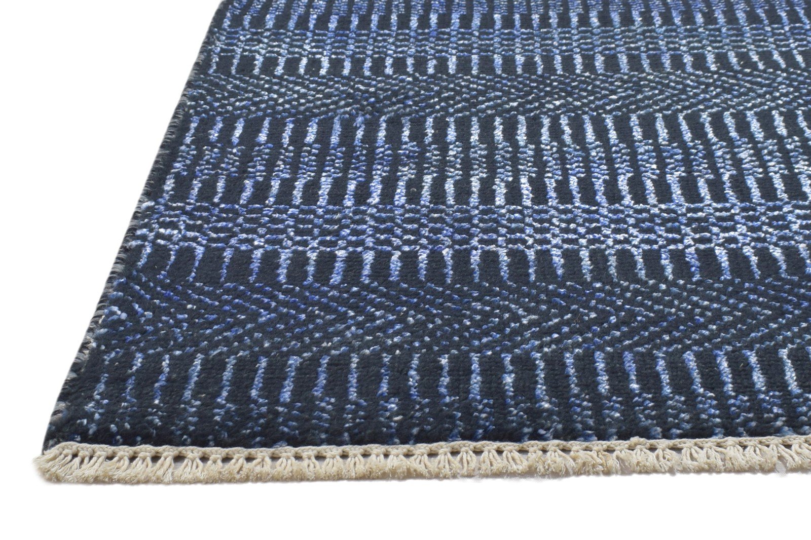 Wool / Silk Charcoal Rug 2X3 Modern Hand Knotted Grass Trellis Small Rug 