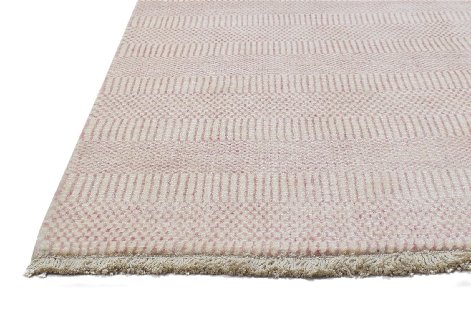 2X3 Rug Wool / Silk Pink Modern Hand Knotted Scandinavian Grass Trellis Small 