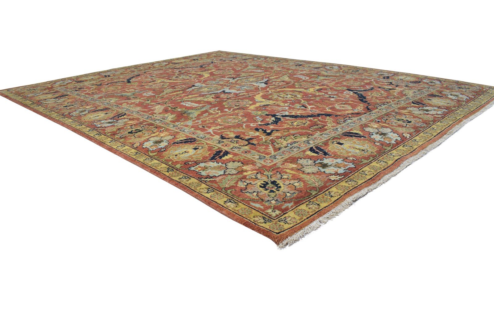 Red Wool Rug 8' X 10' Persian Hand Knotted Mughal Oriental Large Carpet 