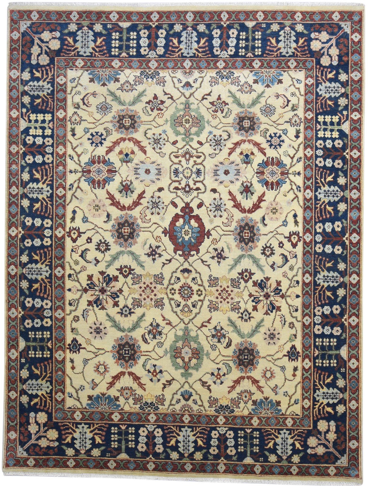 8' X 10' Rug Wool Beige Persian Hand Knotted Mughal Oriental Large Carpet 