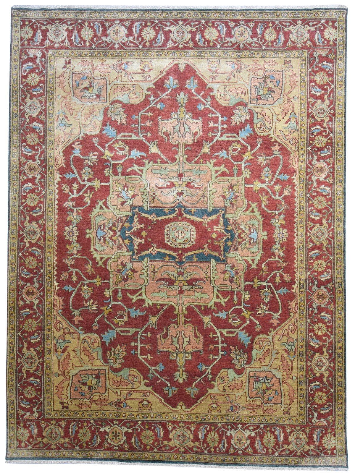 9' X 11' Rug Wool Red Persian Hand Knotted Serapi Oriental Large Carpet 