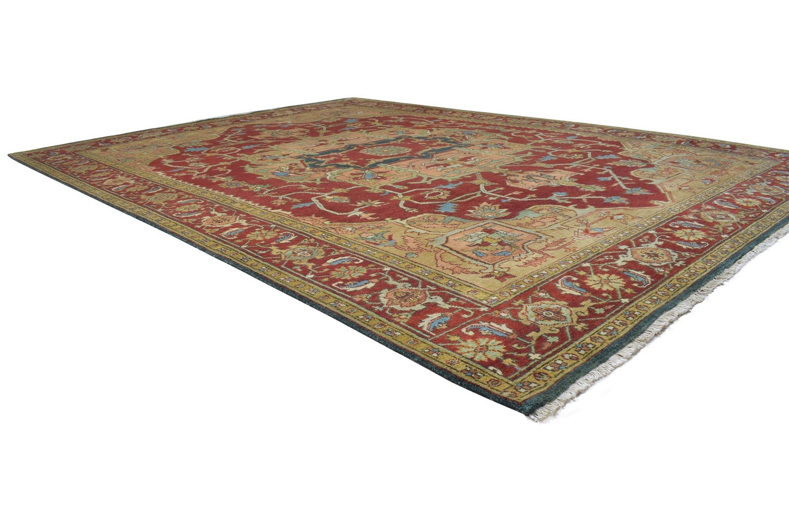 9' X 12' Rug Wool Red Persian Hand Knotted Serapi Oriental Large Carpet 