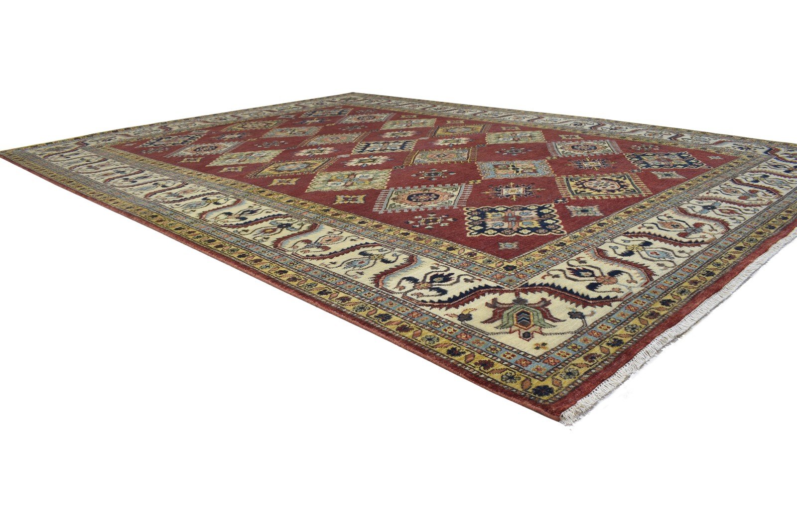 Red Wool Rug 9' X 12' Persian Hand Knotted Kazak Oriental Large Carpet 