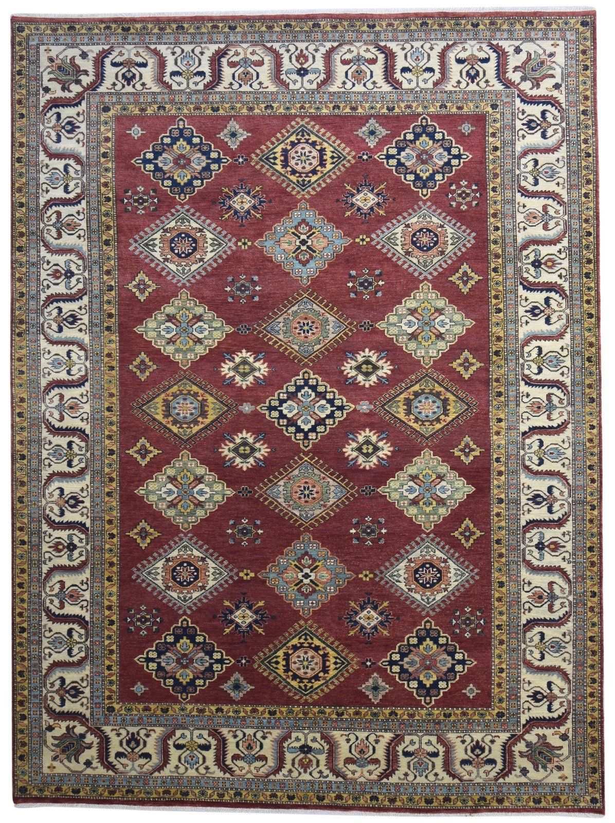 Red Wool Rug 9' X 12' Persian Hand Knotted Kazak Oriental Large Carpet 