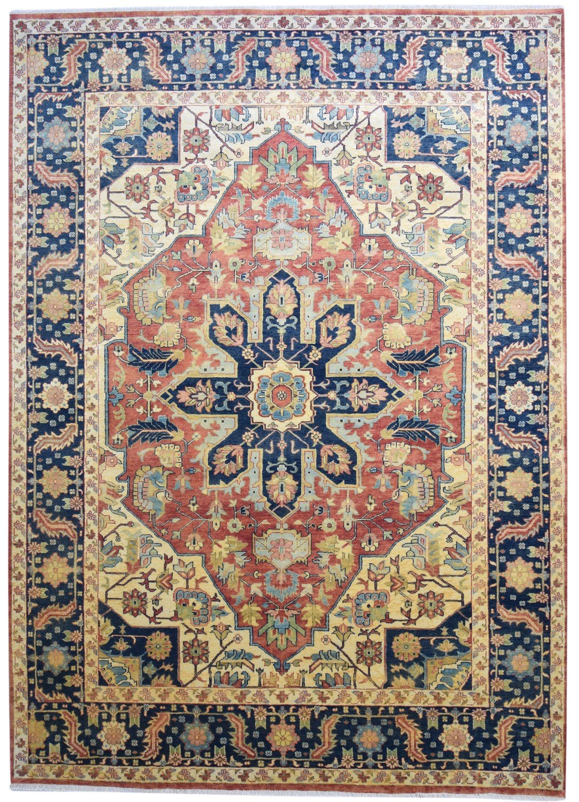 Wool Red Rug 8' X 12' Persian Hand Knotted Serapi Oriental Large Carpet 