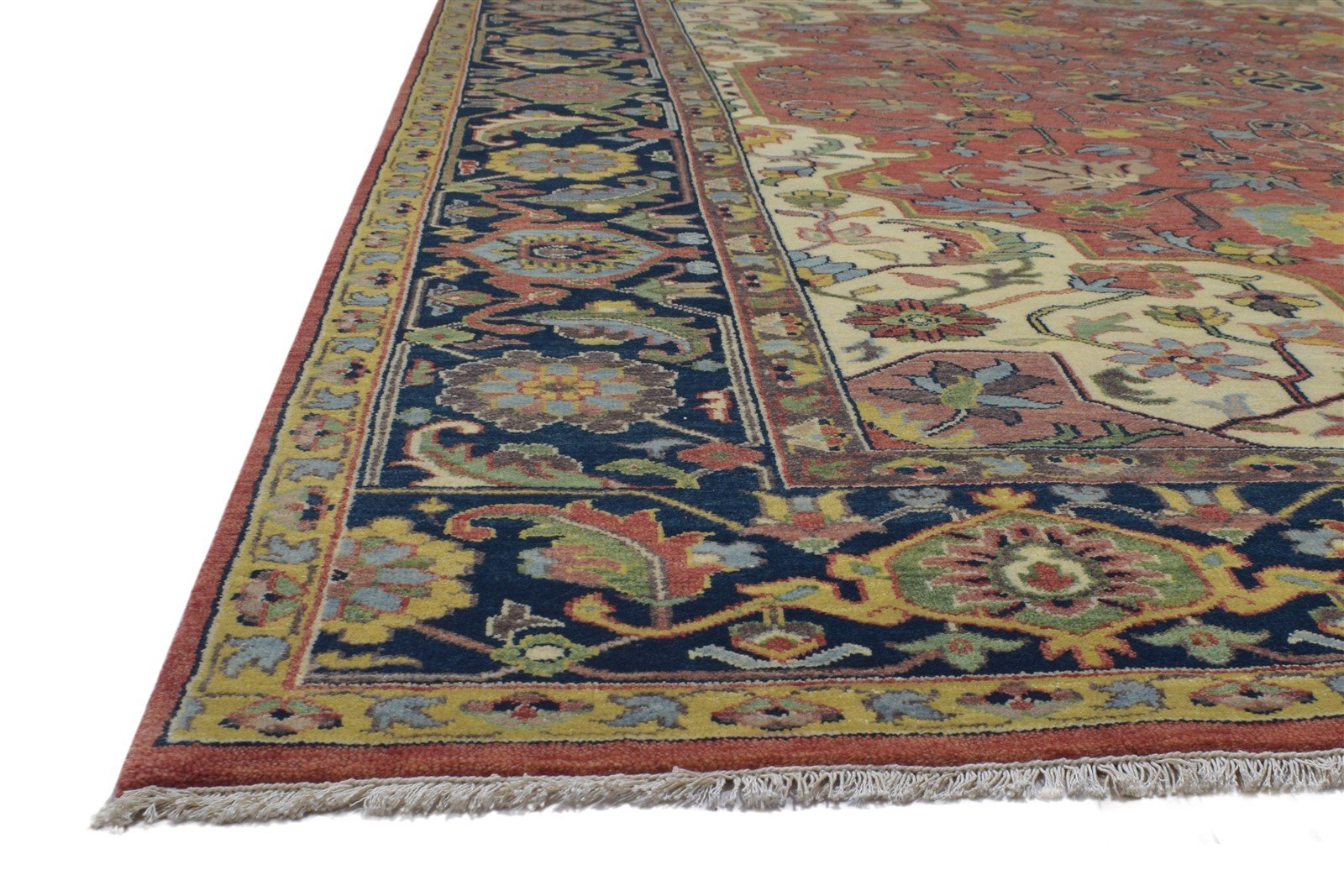 Red Wool Rug 9' X 12' Persian Hand Knotted Serapi Oriental Large Carpet 