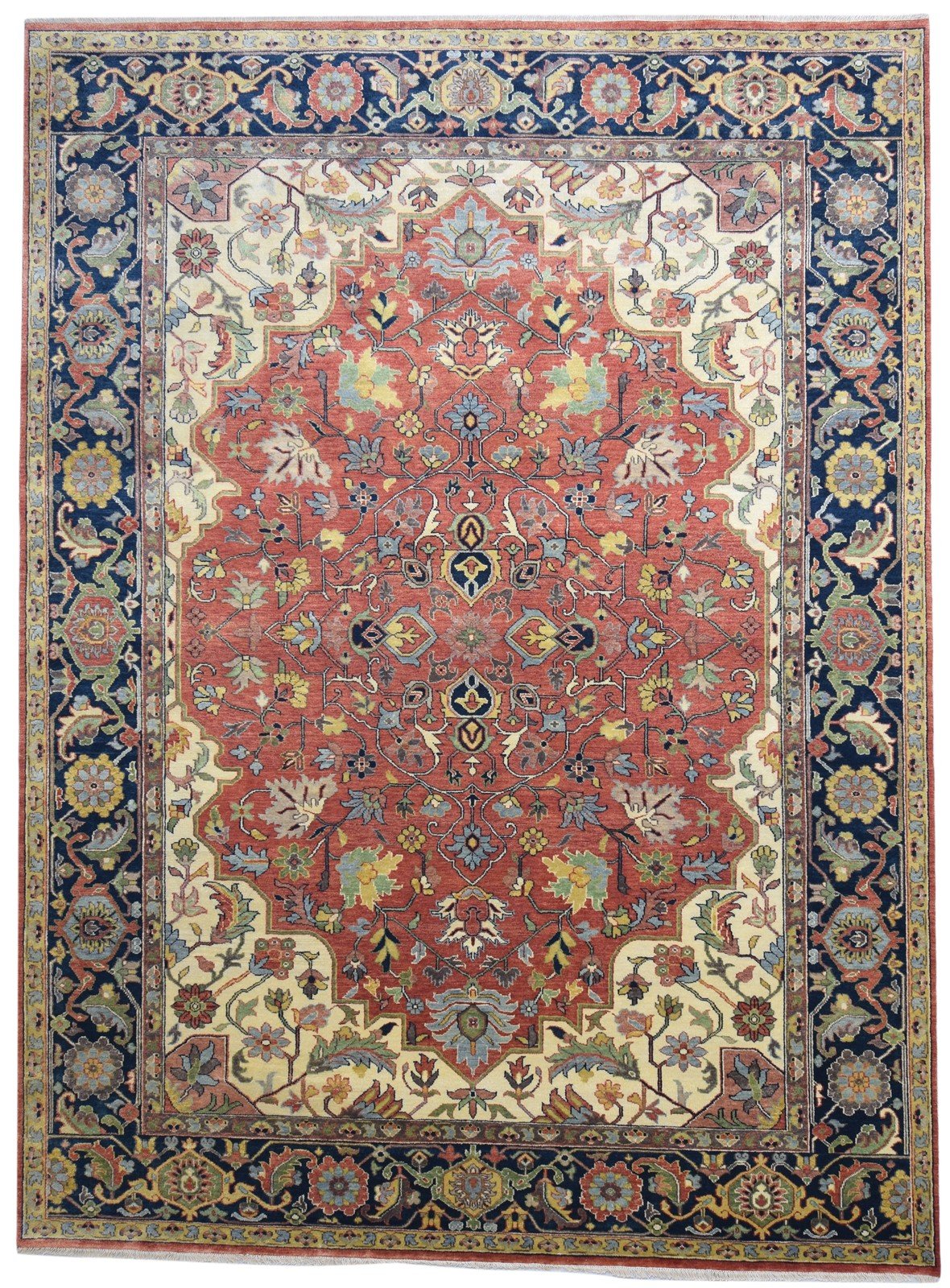 Red Wool Rug 9' X 12' Persian Hand Knotted Serapi Oriental Large Carpet 