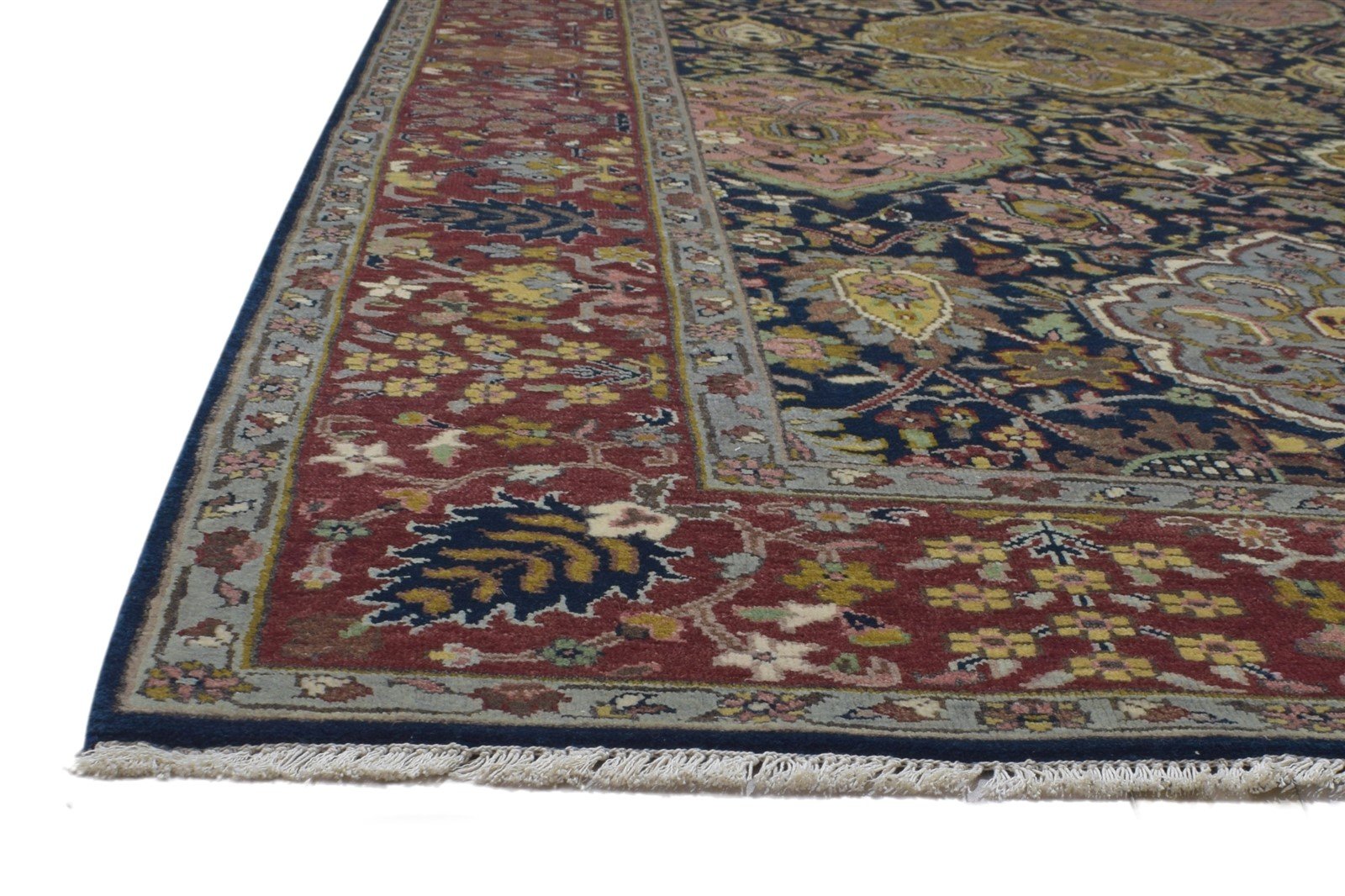 Wool Black Rug 9' X 12' Persian Hand Knotted Mughal Oriental Large Carpet 