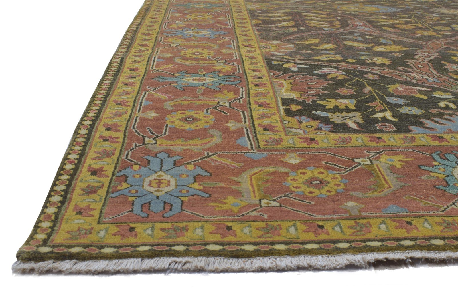 8' X 12' Rug Wool Charcoal Persian Hand Knotted Mughal Oriental Large Carpet 