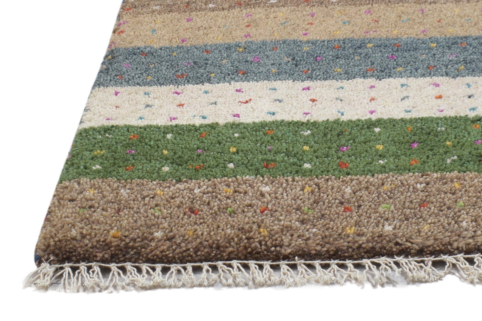 1' X 2' Rug Wool Beige Persian Hand Knotted Gabbeh Southwestern Small Carpet 