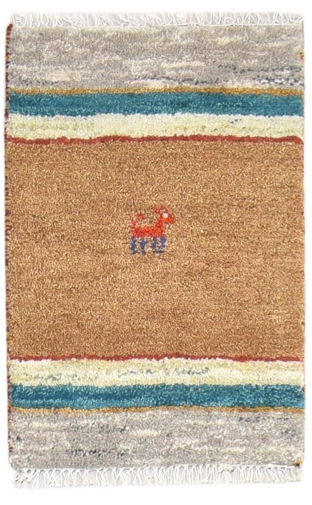 100% Wool Beige Rug 1X2 Persian Hand Knotted Gabbeh Southwestern Small Carpet 