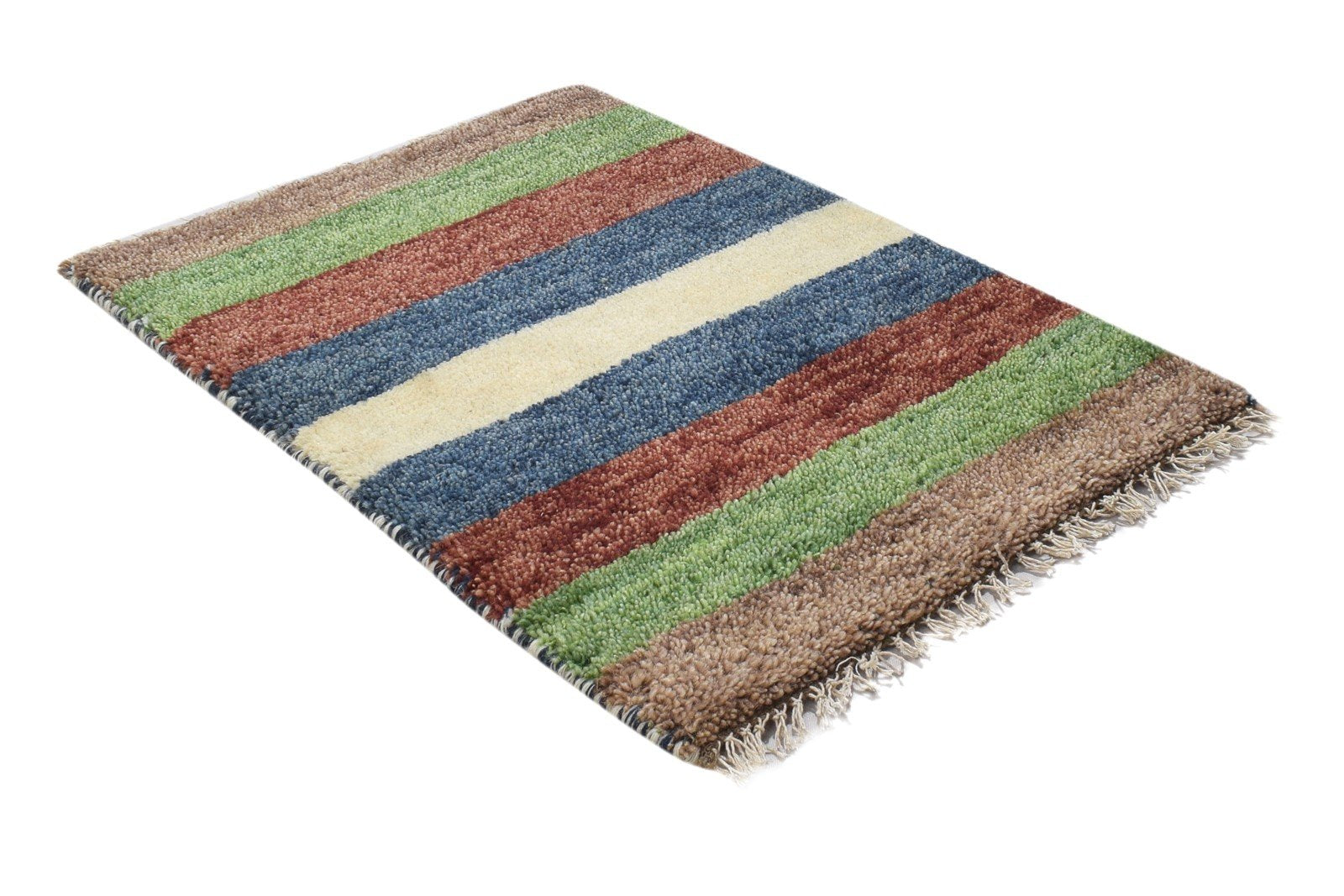 Multi Color Wool Rug 1X2 Persian Hand Knotted Gabbeh Southwestern Small Carpet 