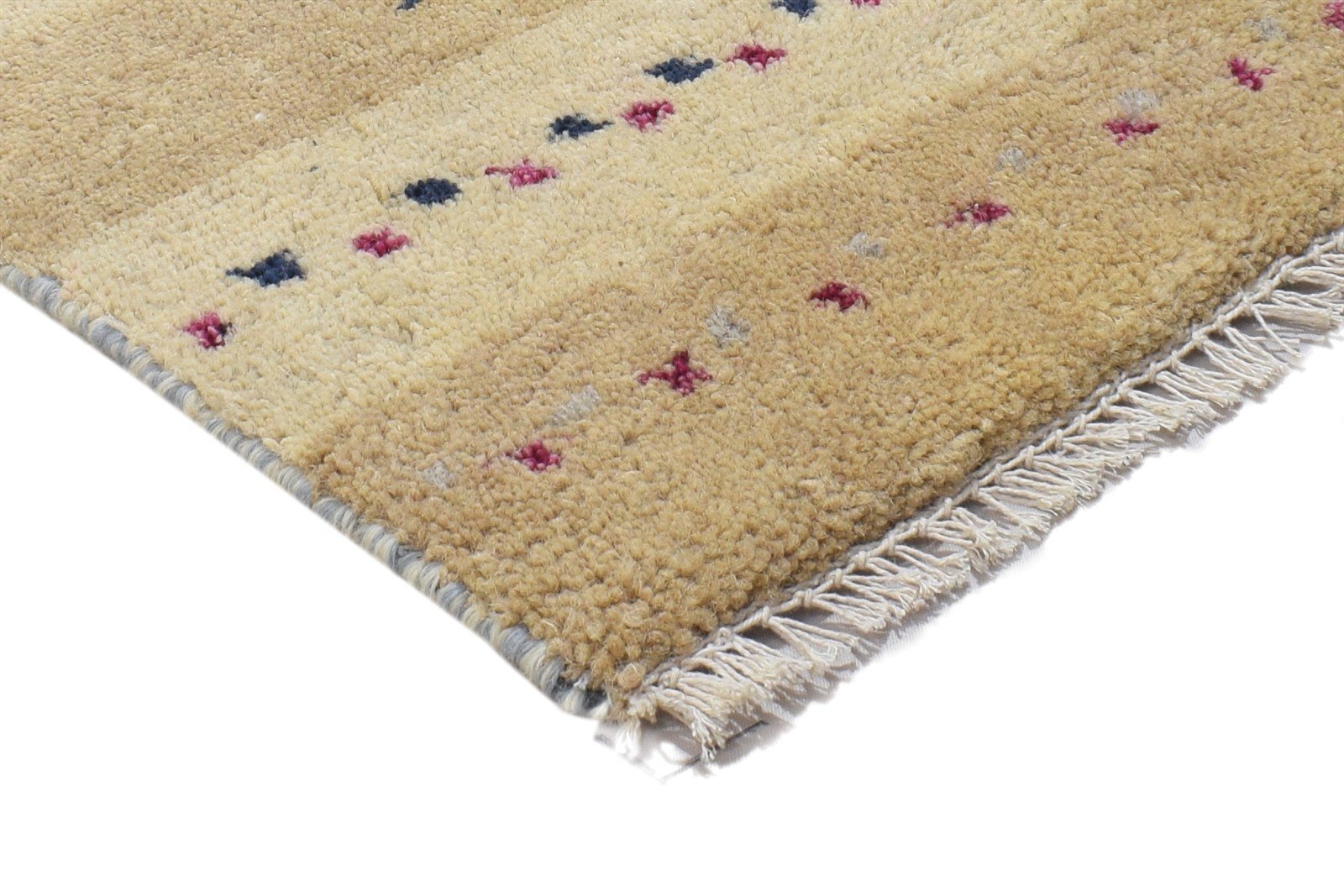 100% Wool Sand Rug 1' X 2' Persian Hand Knotted Gabbeh Southwestern Small Carpet 