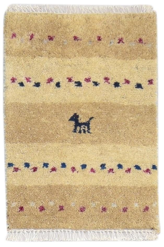 100% Wool Sand Rug 1' X 2' Persian Hand Knotted Gabbeh Southwestern Small Carpet 