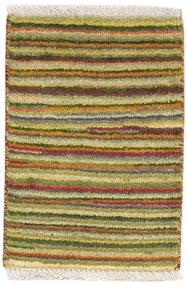 100% Wool Green Rug 1X2 Modern Hand Knotted Scandinavian Striped Small Carpet 