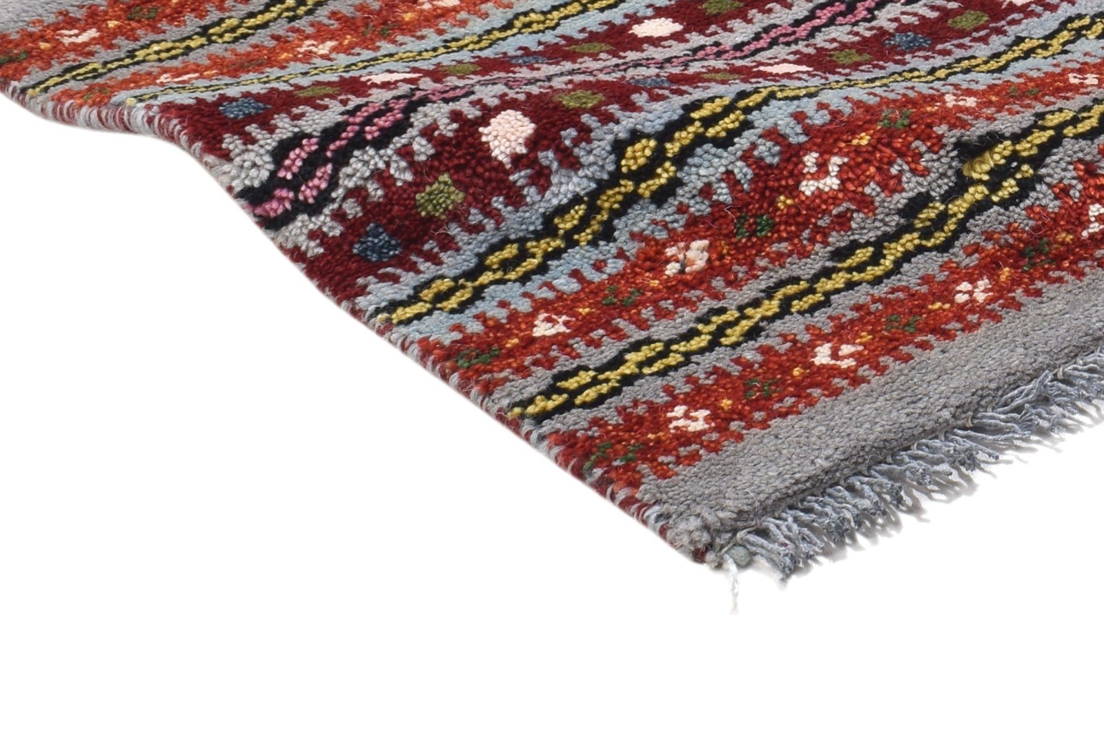 Wool Grey Rug 1' X 2' Persian Hand Knotted Gabbeh Southwestern Small Carpet 