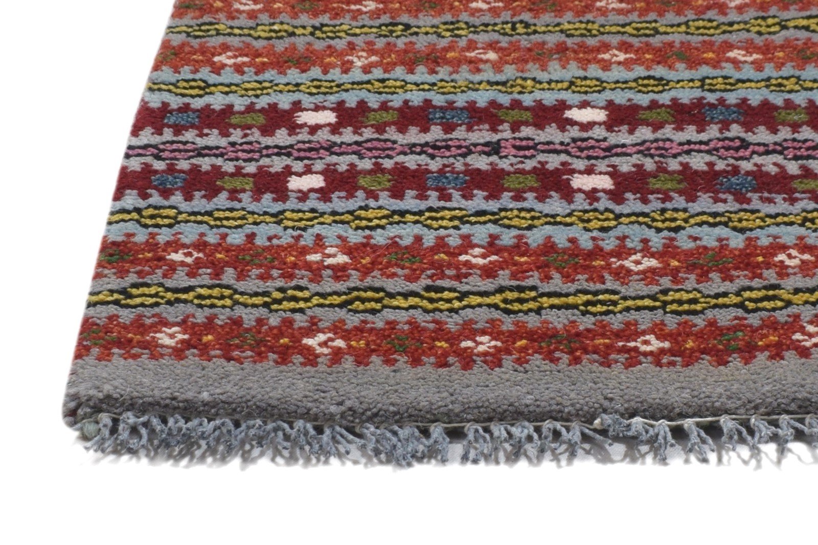 Wool Grey Rug 1' X 2' Persian Hand Knotted Gabbeh Southwestern Small Carpet 