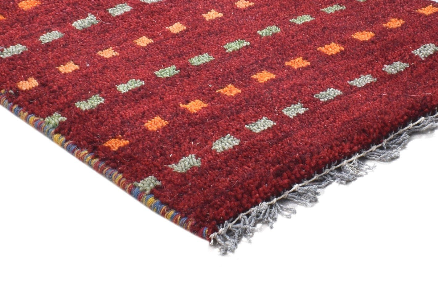 Hand Knotted Red Wool Rug 1' X 2' Persian Gabbeh Southwestern Small Carpet 