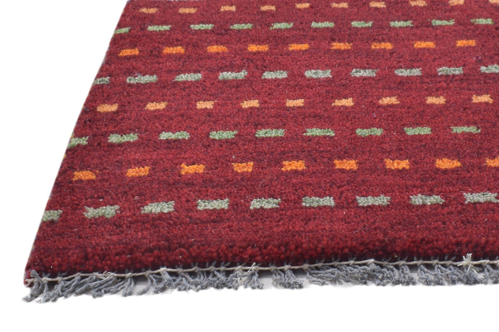 Hand Knotted Red Wool Rug 1' X 2' Persian Gabbeh Southwestern Small Carpet 