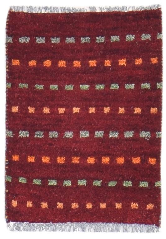 Hand Knotted Red Wool Rug 1' X 2' Persian Gabbeh Southwestern Small Carpet 