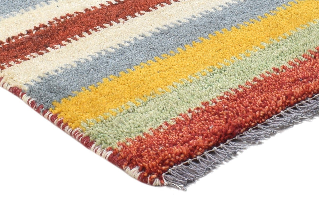 Wool Multi Color Rug 1X2 Persian Hand Knotted Gabbeh Southwestern Small Carpet 