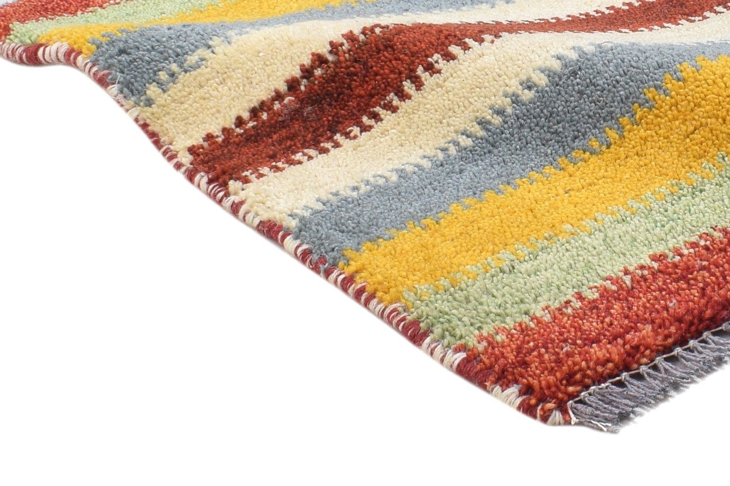 Wool Multi Color Rug 1X2 Persian Hand Knotted Gabbeh Southwestern Small Carpet 