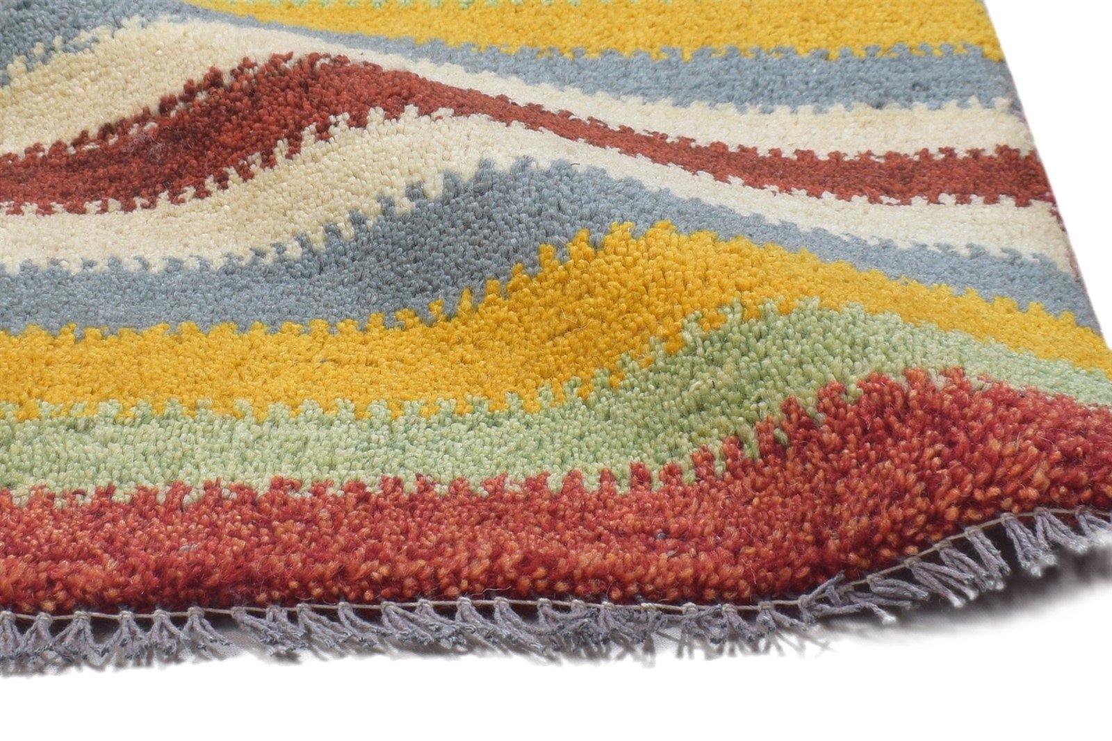 Wool Multi Color Rug 1X2 Persian Hand Knotted Gabbeh Southwestern Small Carpet 