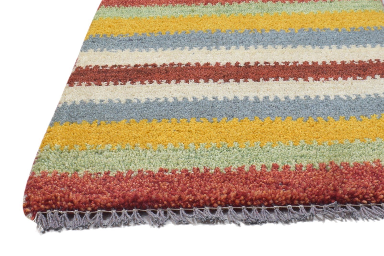 Wool Multi Color Rug 1X2 Persian Hand Knotted Gabbeh Southwestern Small Carpet 