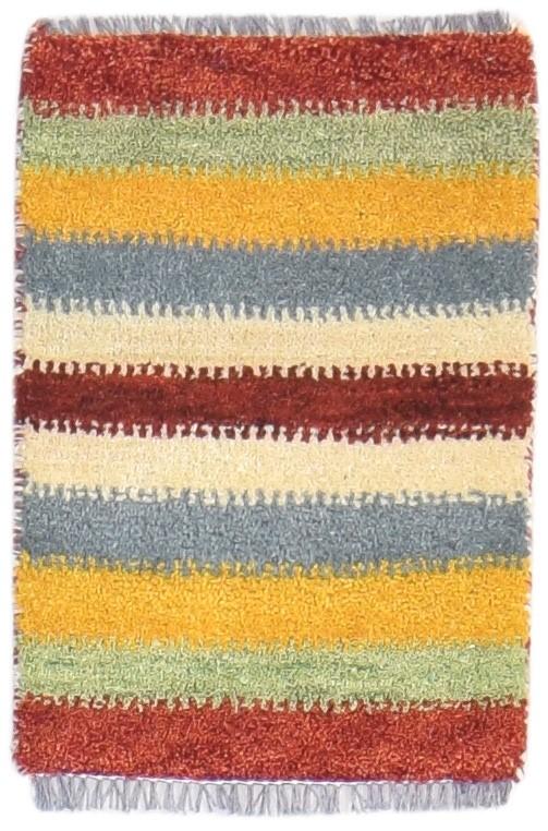 Wool Multi Color Rug 1X2 Persian Hand Knotted Gabbeh Southwestern Small Carpet 