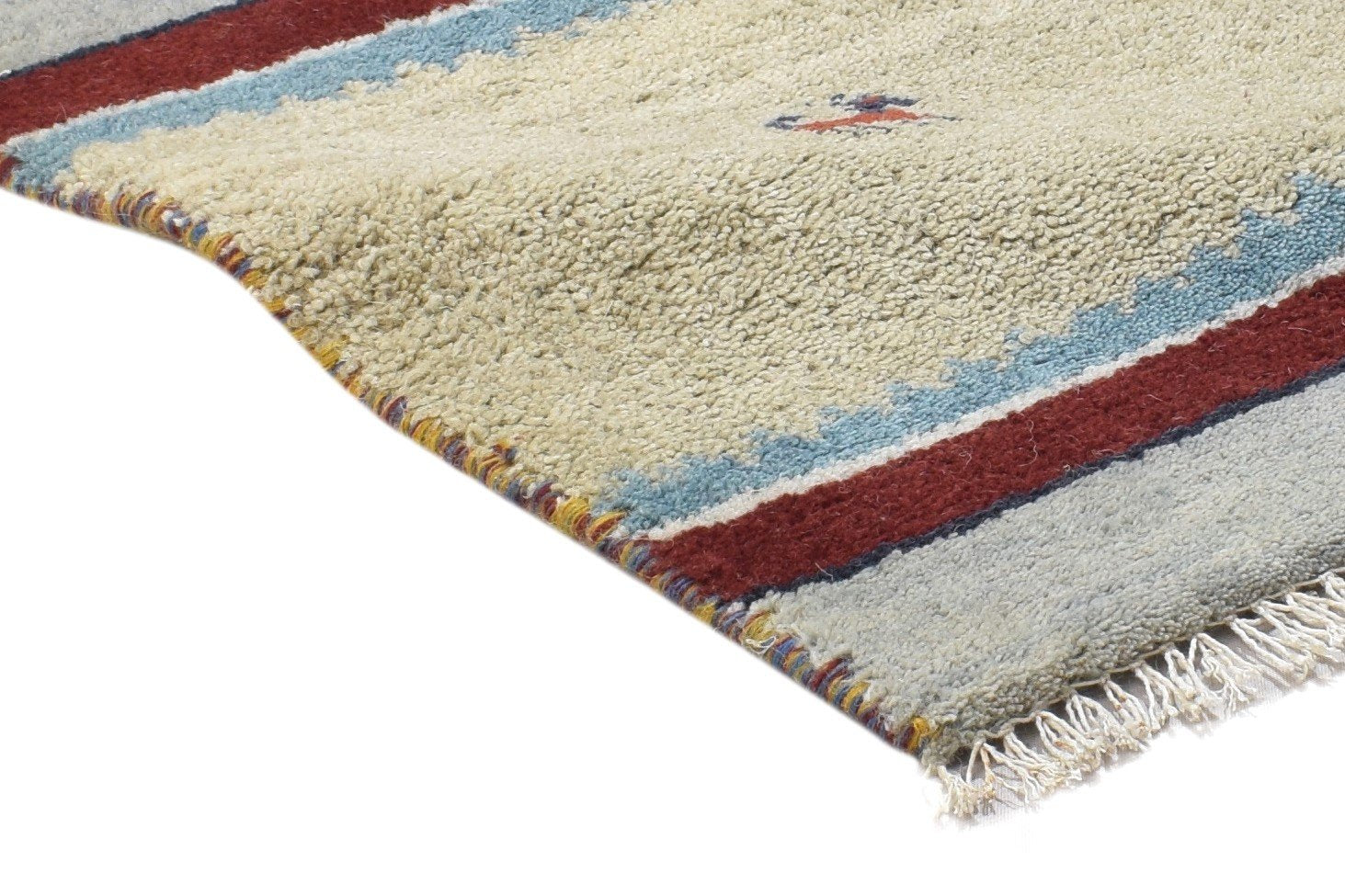 1' X 2' Rug Wool Sand Persian Hand Knotted Gabbeh Southwestern Small Carpet 