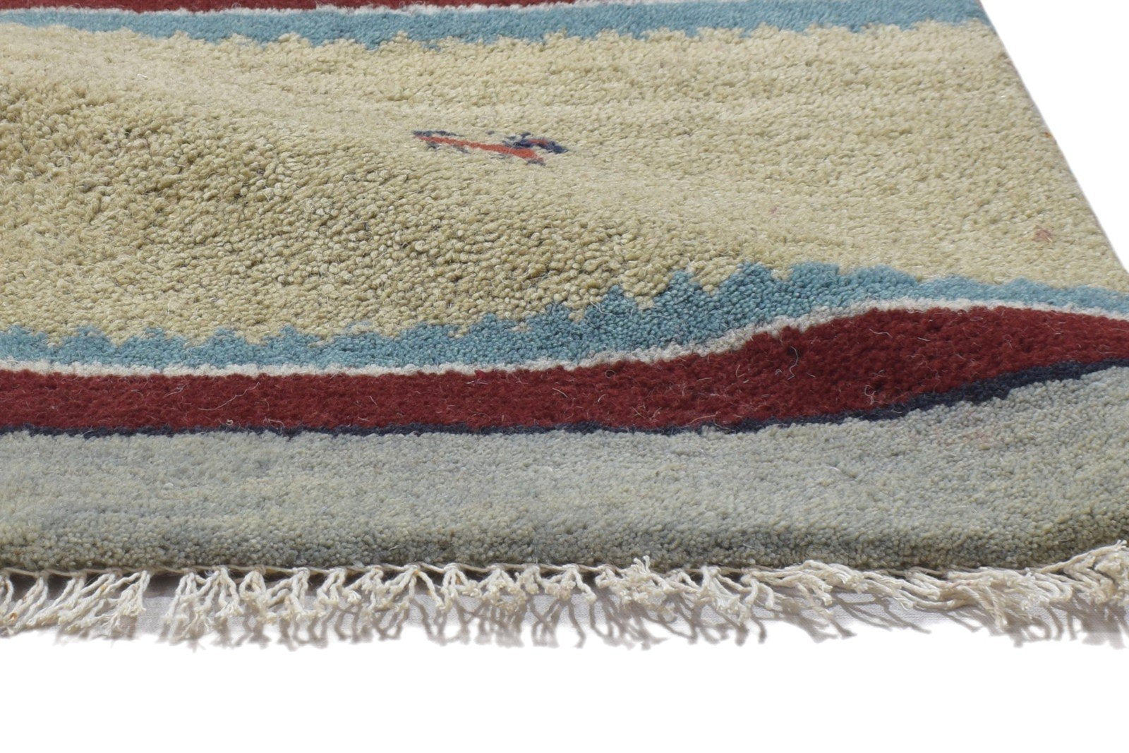 1' X 2' Rug Wool Sand Persian Hand Knotted Gabbeh Southwestern Small Carpet 