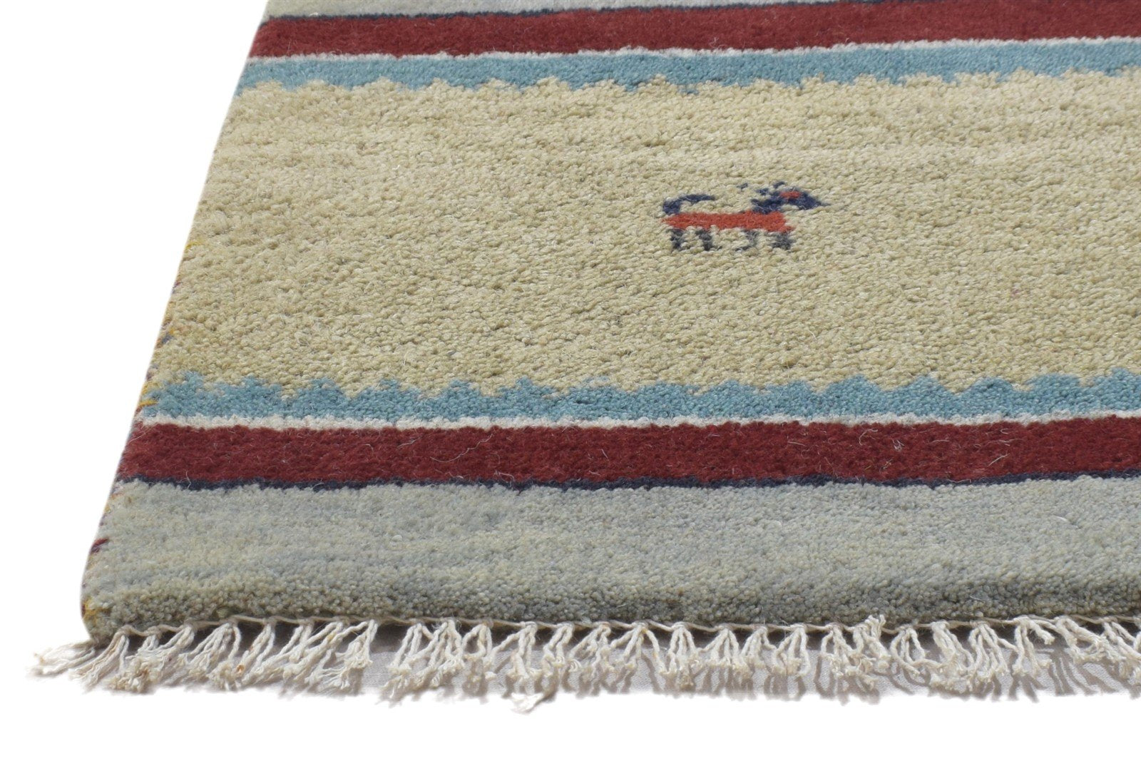 1' X 2' Rug Wool Sand Persian Hand Knotted Gabbeh Southwestern Small Carpet 