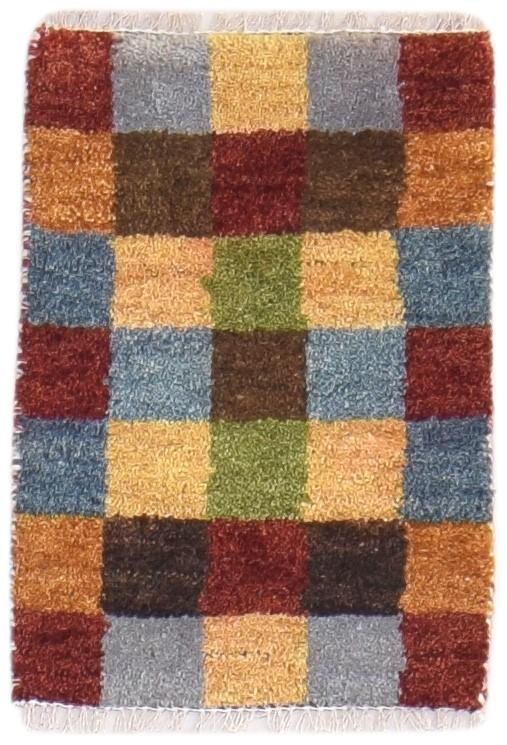 Wool Multi Color Rug 1' X 2' Persian Hand Knotted Gabbeh Geometric Small Carpet 