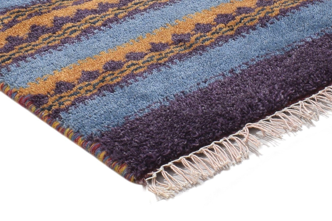 1' X 2' Rug Wool Purple Persian Hand Knotted Gabbeh Southwestern Small Carpet 