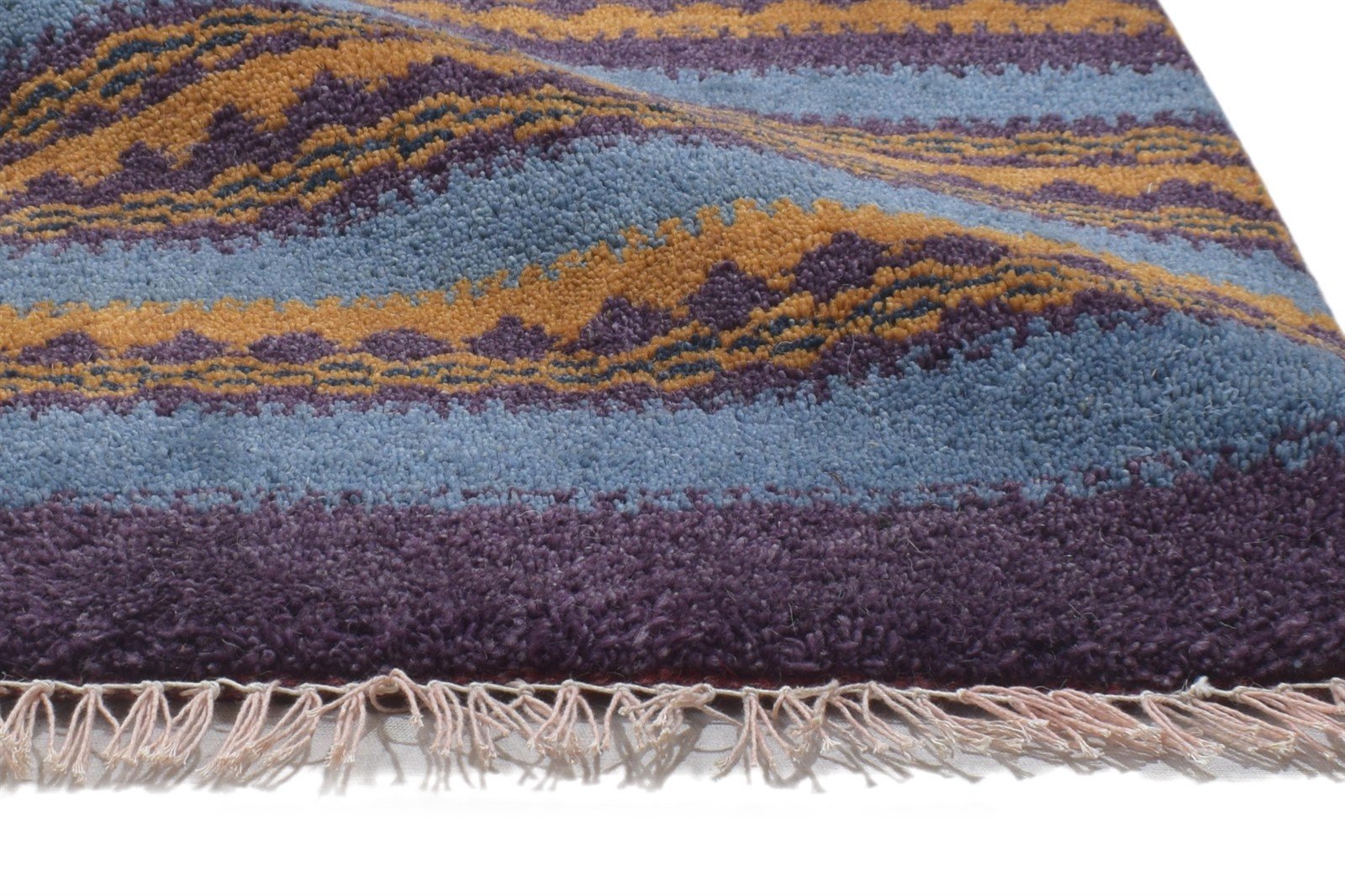 1' X 2' Rug Wool Purple Persian Hand Knotted Gabbeh Southwestern Small Carpet 