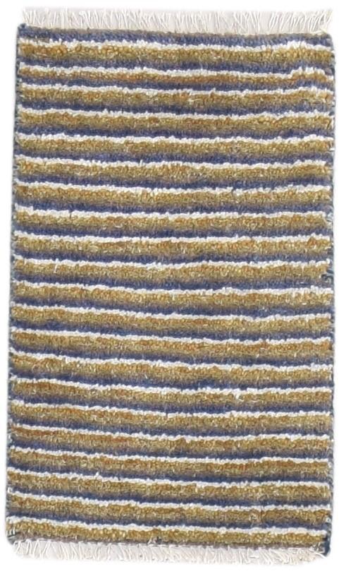 100% Wool Brown Rug 1' X 2' Persian Hand Knotted Gabbeh Striped Small Carpet 