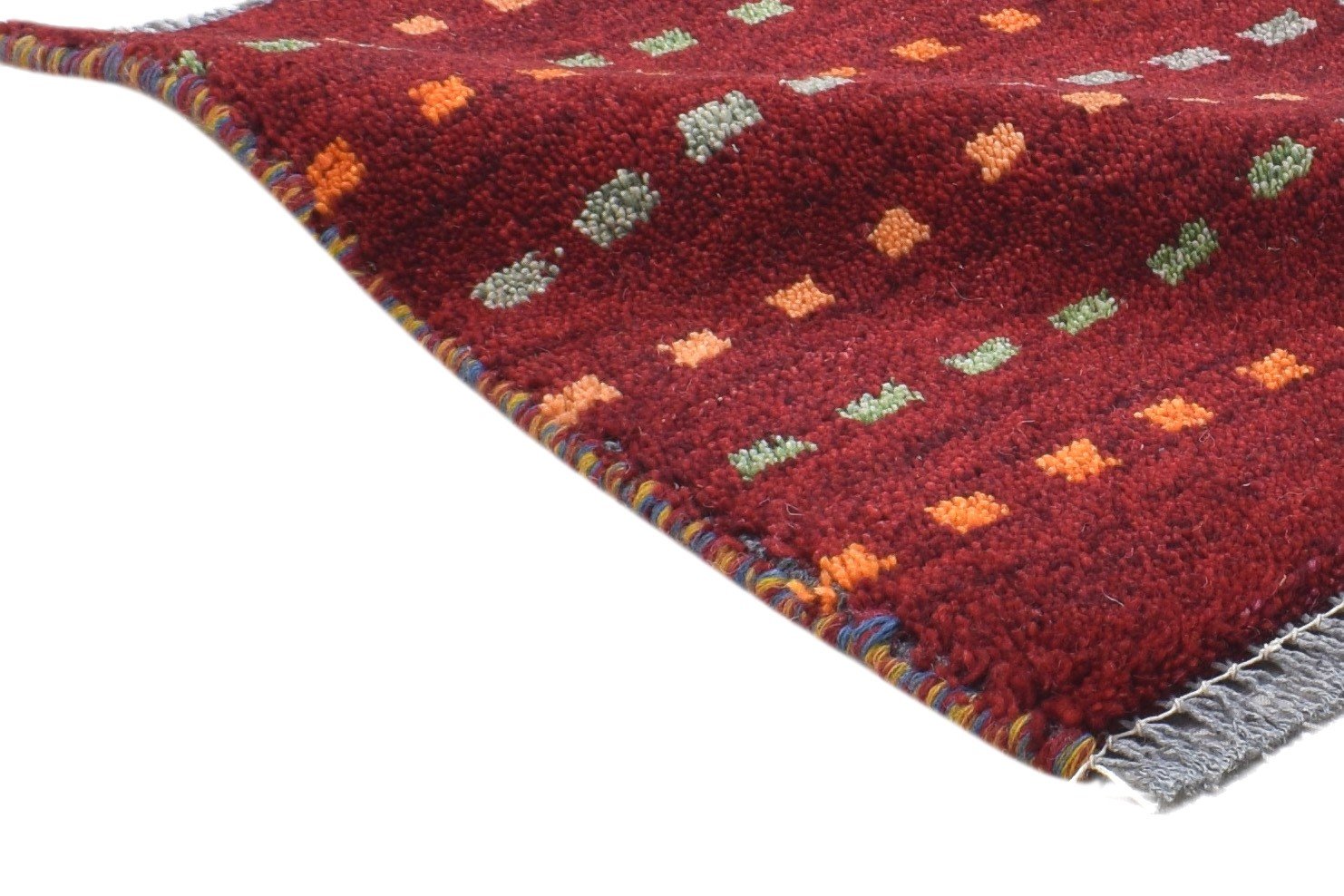 Red Wool Rug 1' X 2' Persian Hand Knotted Gabbeh Southwestern Small Carpet 