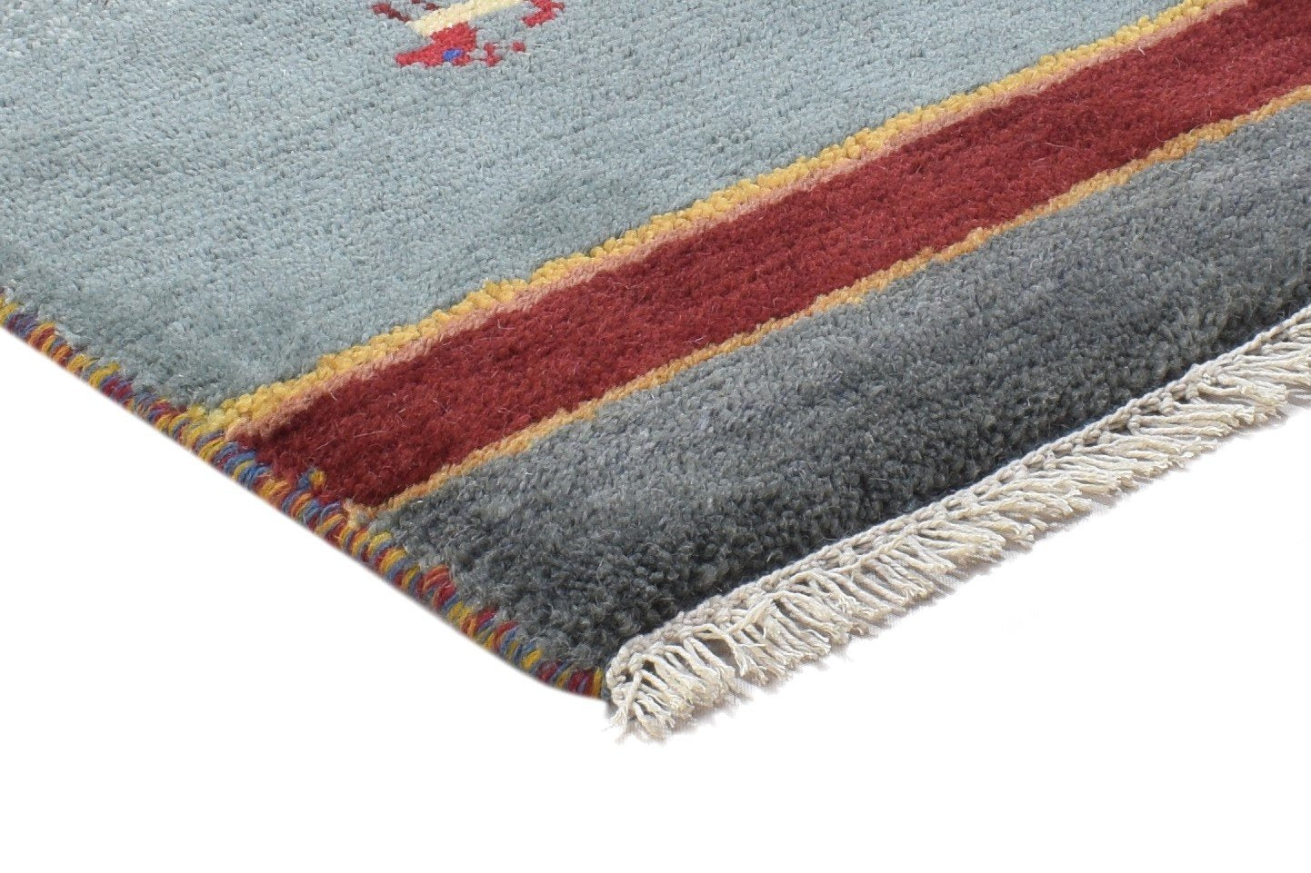 100% Wool Grey Rug 1' X 2' Persian Hand Knotted Gabbeh Southwestern Small Carpet 