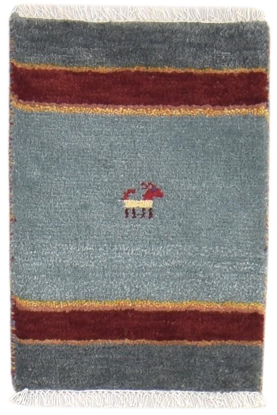 100% Wool Grey Rug 1' X 2' Persian Hand Knotted Gabbeh Southwestern Small Carpet 