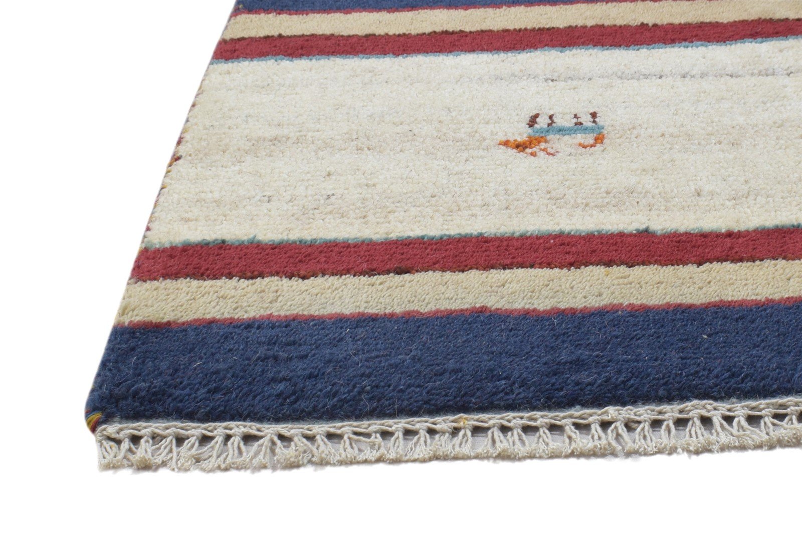 100% Wool Beige Rug 1X2 Persian Hand Knotted Gabbeh Southwestern Small Carpet 