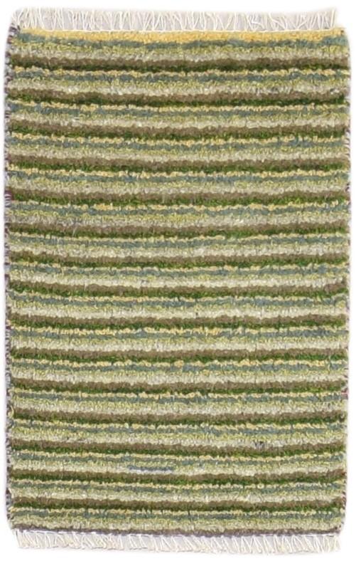 100% Wool Green Rug 1' X 2' Persian Hand Knotted Gabbeh Striped Small Carpet 