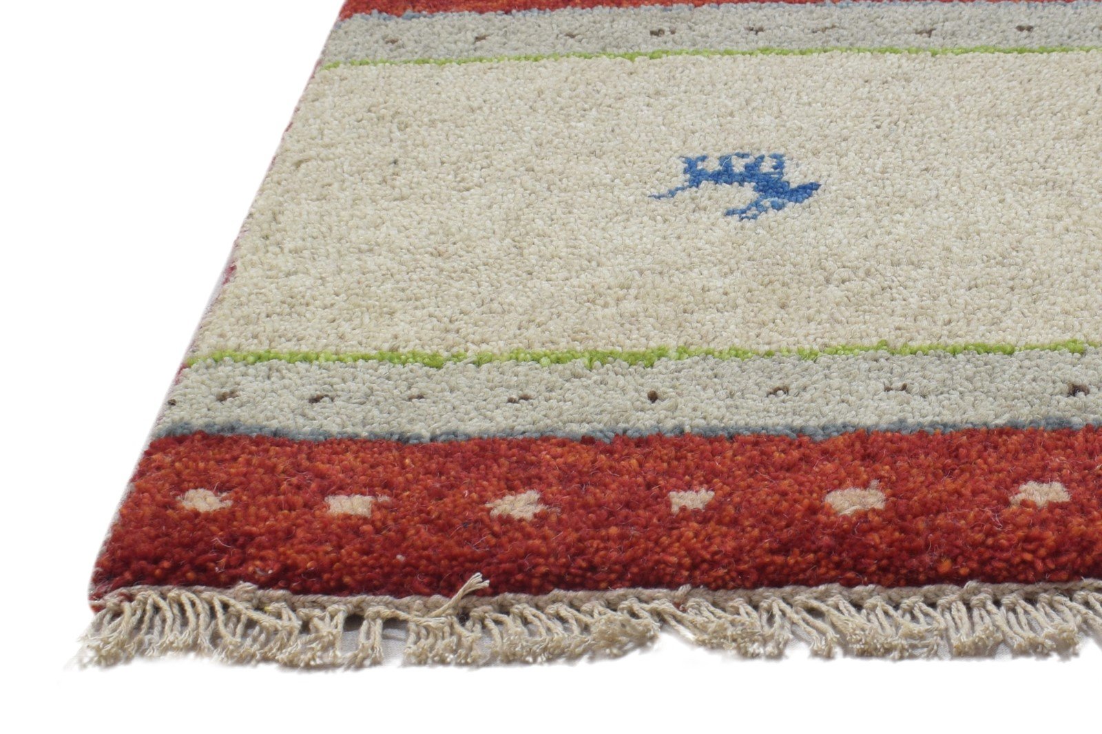 100% Wool Sand Rug 1' X 2' Persian Hand Knotted Gabbeh Southwestern Small Carpet 