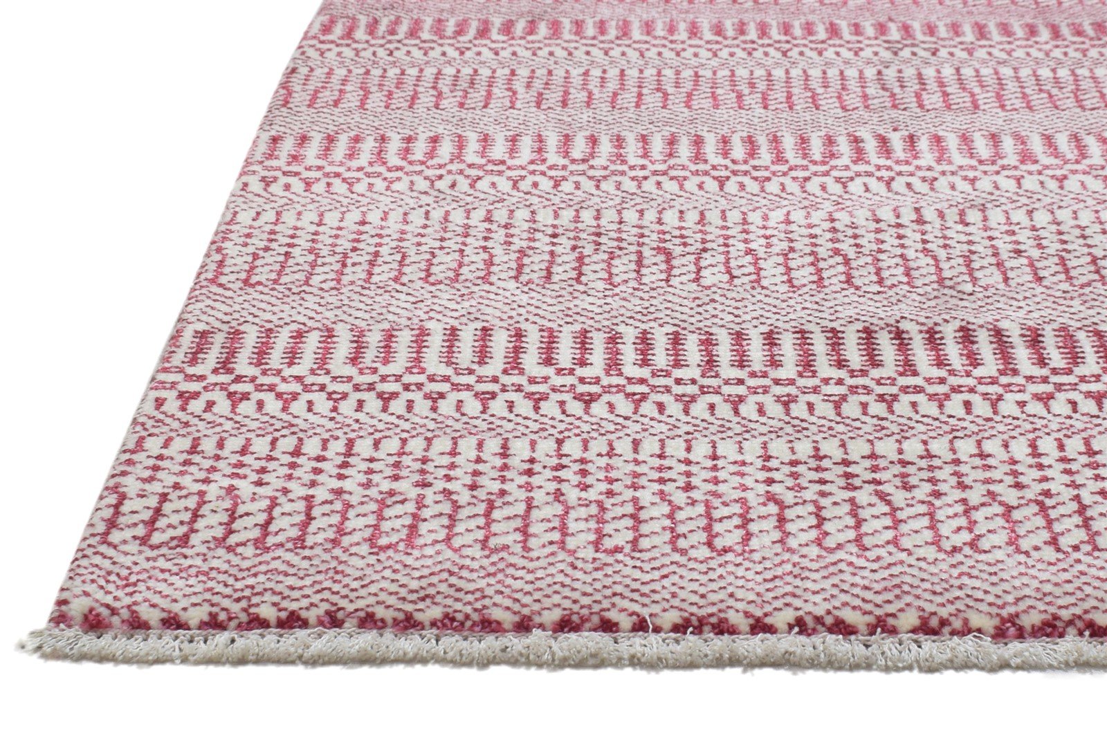 2' X 3' Rug Silk Red Modern Hand Knotted Scandinavian Grass Trellis Small Carpet 