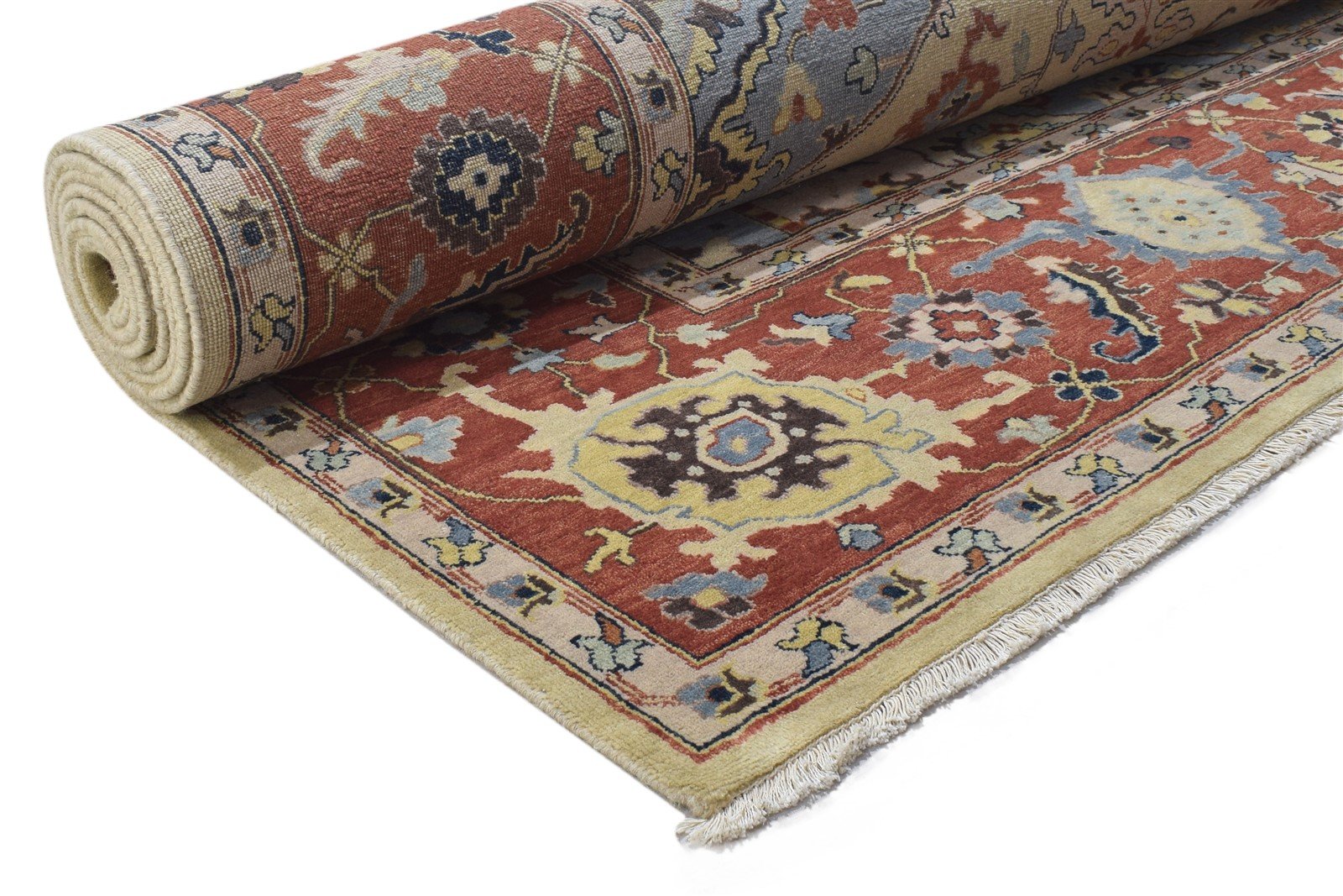 Wool Beige Rug 9' X 12' Persian Hand Knotted Serapi Oriental Large Carpet 