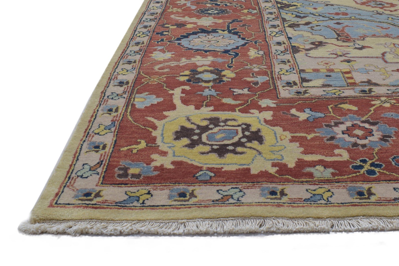 Wool Beige Rug 9' X 12' Persian Hand Knotted Serapi Oriental Large Carpet 