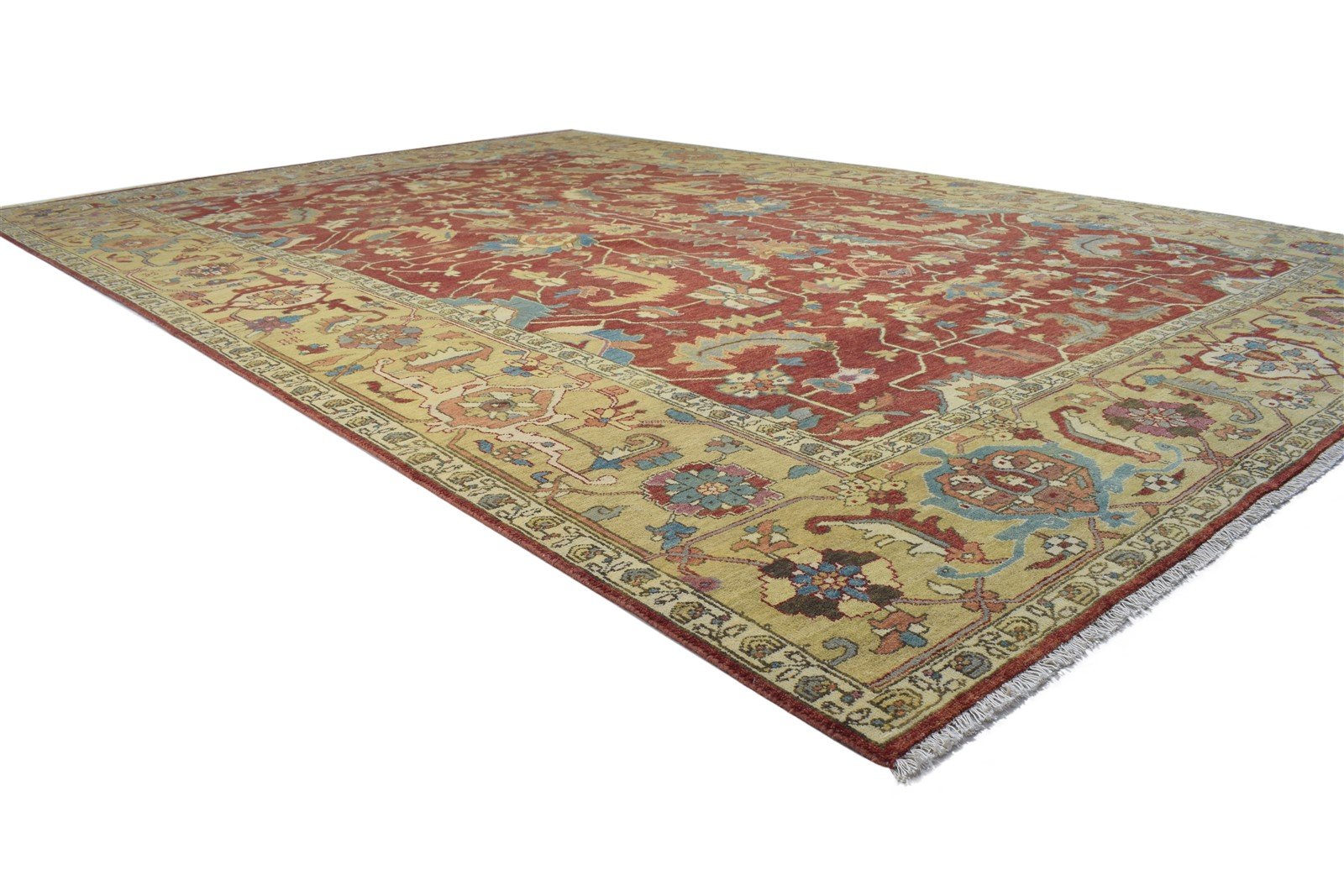 Red Wool Rug 10' X 14' Persian Hand Knotted Mughal Oriental Extra Large Carpet 