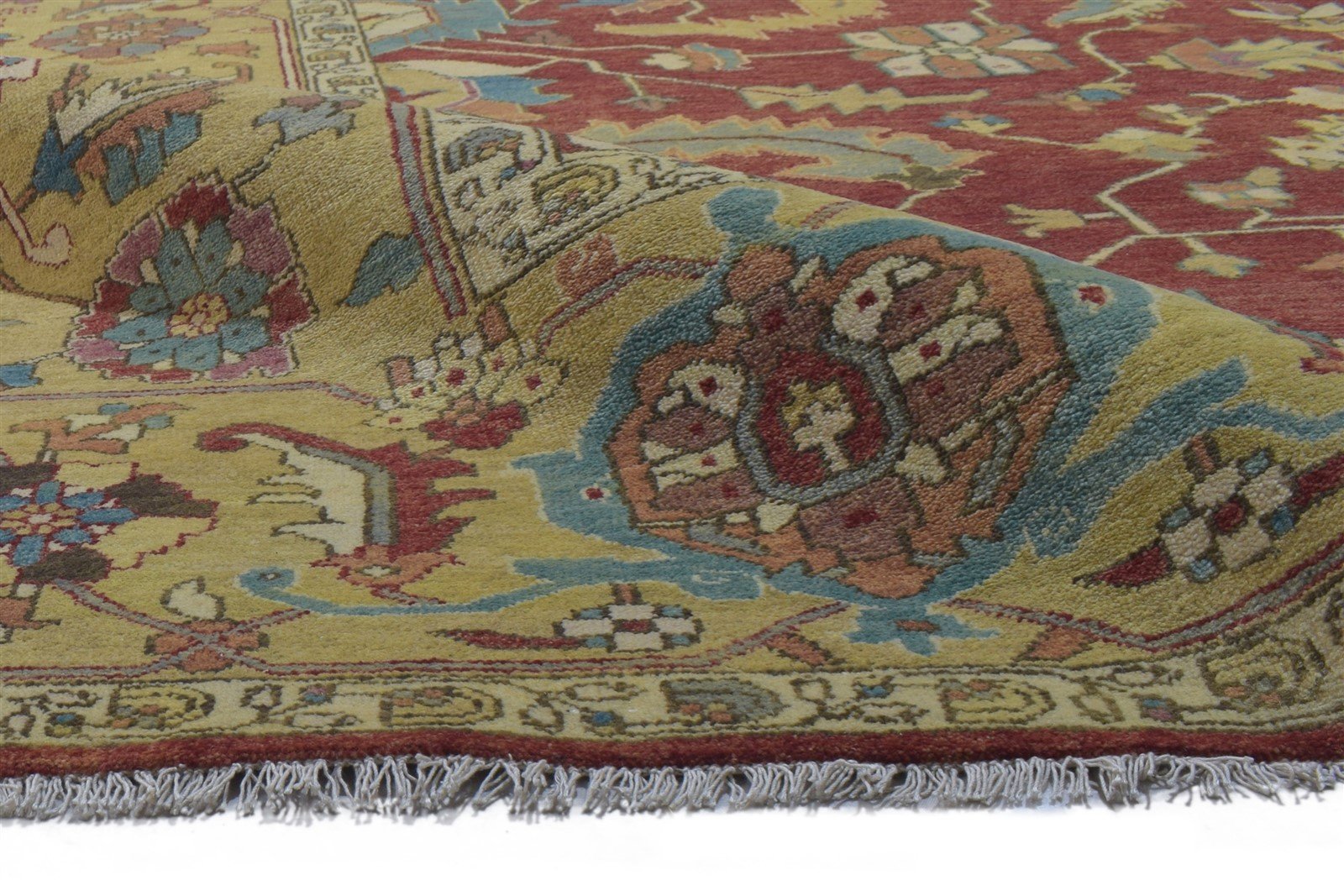 Red Wool Rug 10' X 14' Persian Hand Knotted Mughal Oriental Extra Large Carpet 