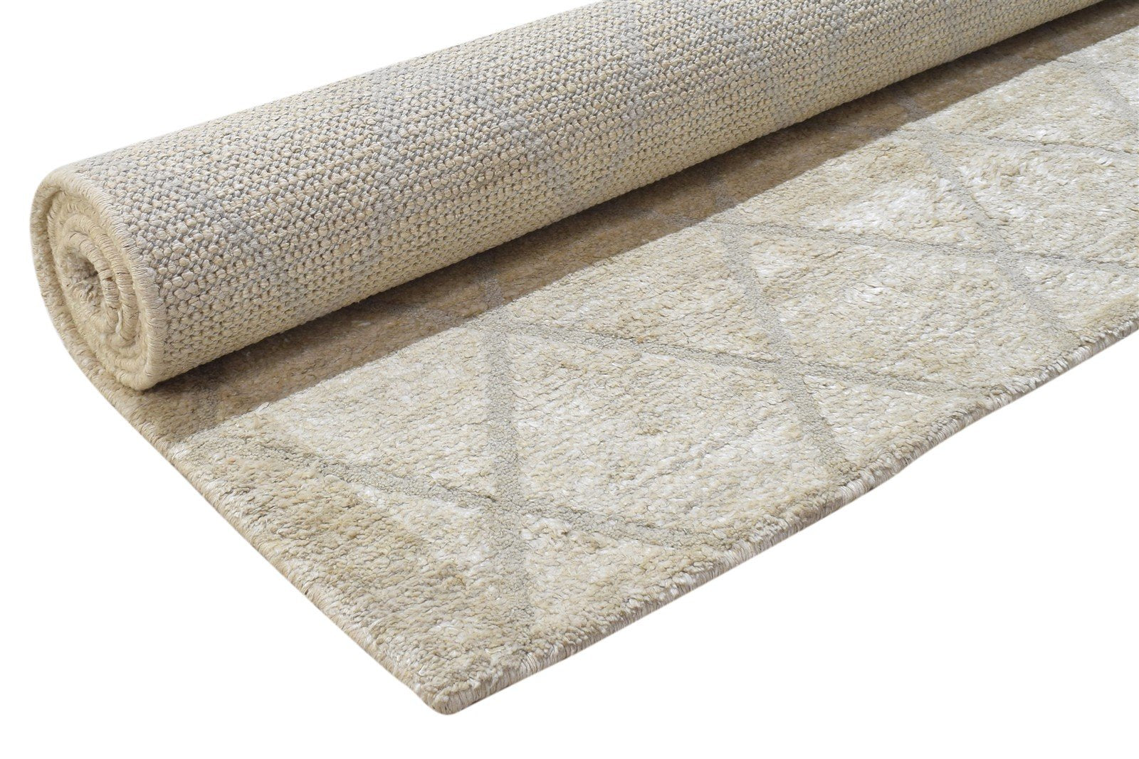 5' X 7' Rug Silk Sand Modern Hand Knotted Moroccan Diamond Room Size Carpet 