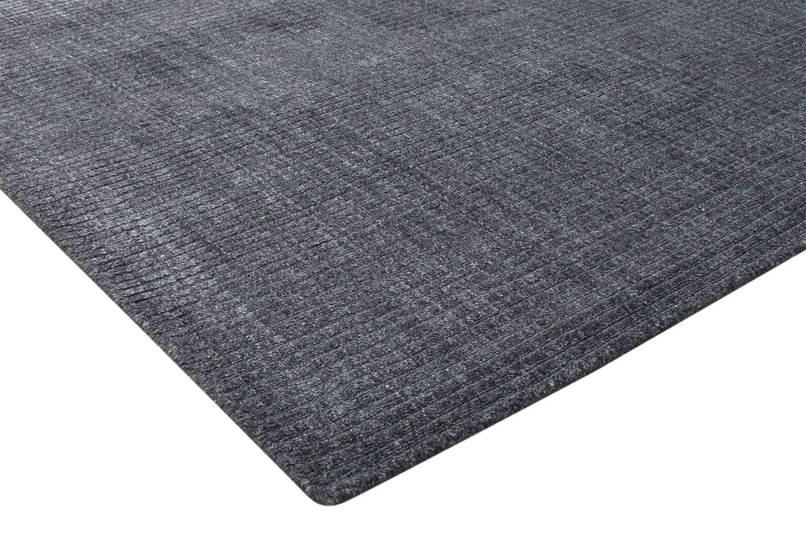 Charcoal Wool / Silk Rug 4X6 Modern Hand Woven Scandinavian Solid Room Size 