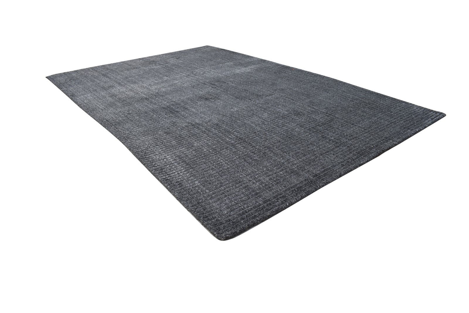 Charcoal Wool / Silk Rug 4X6 Modern Hand Woven Scandinavian Solid Room Size 